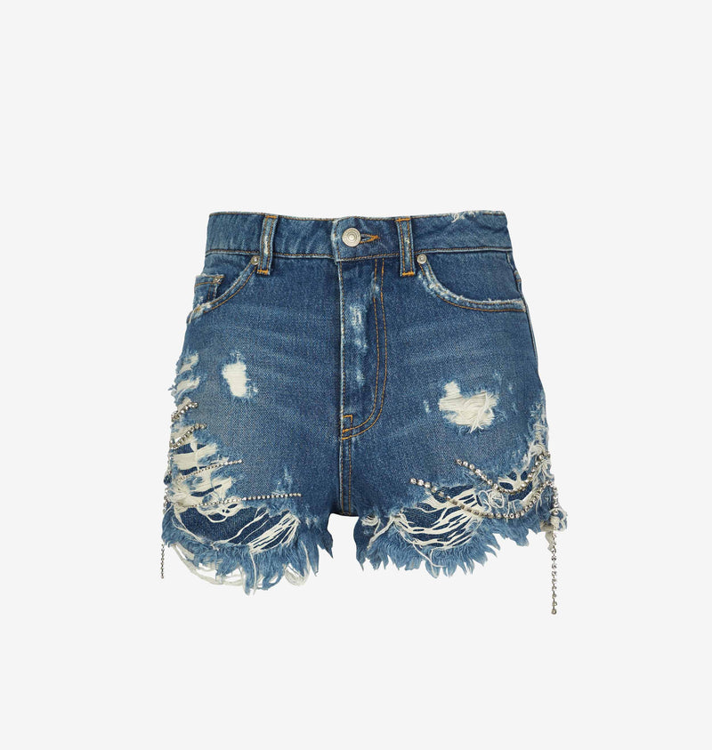 DESTROYED DENIM SHORTS 